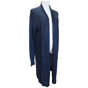 White + Warren Long Open Cardigan in Blue Size M